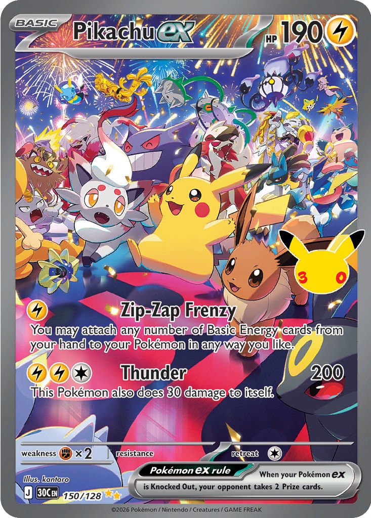 Carta Pokémon 30th Celebration 150/128 edición inglesa